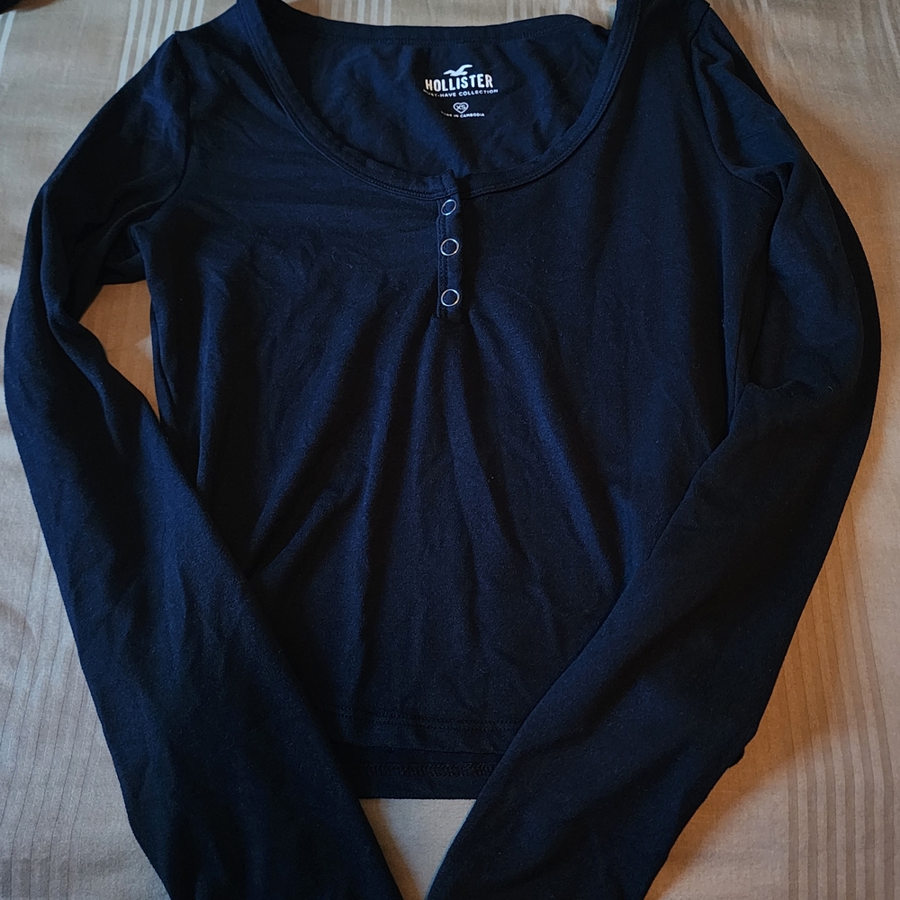Hollister Women's Navy Long Sleeve Blouse